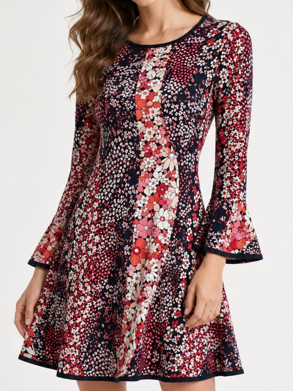 Michael Michael Kors Floral Bell Sleeve Fit & Flare Dress NWT Size Small